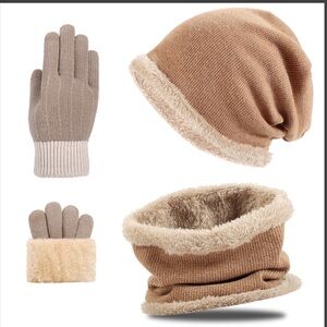 Nwot Warm Winter Beanie Hat & Scarf Gloves Set